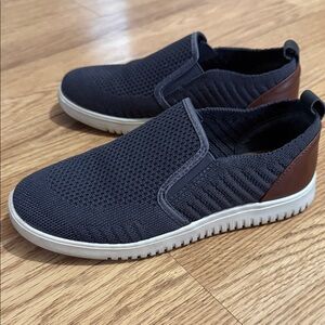 Youth Boys Black and Brown Slip-On Shoes